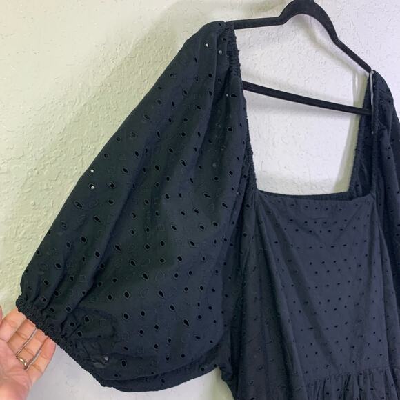 A NEW DAY Black Eyelet Open Back Puff‎ Sleeve Mini Dress Size 3X - NWT - Picture 4 of 16
